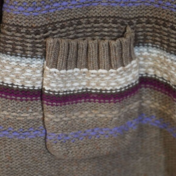 Vintage Old Navy Button Front Long Line Cardigan Lambswool XL Stripe Collar Y2K - Picture 5 of 10